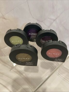 5 Almay Single Eyeshadow Set — Pink, Purple, Green, Olive, Plum